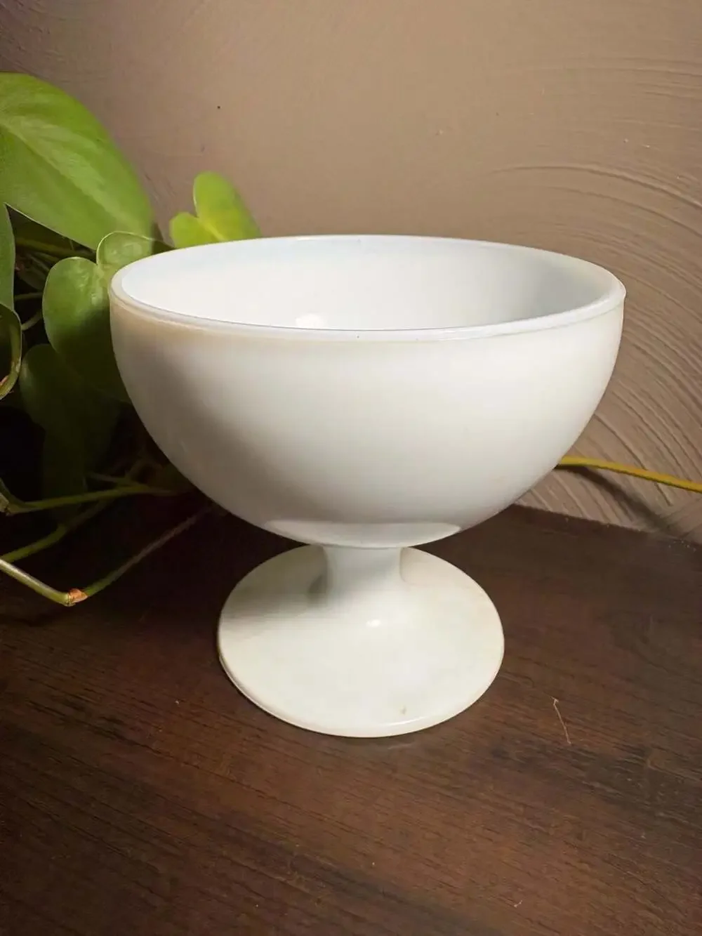 Vintage White Milk Glass Pedestal Compote Bowl